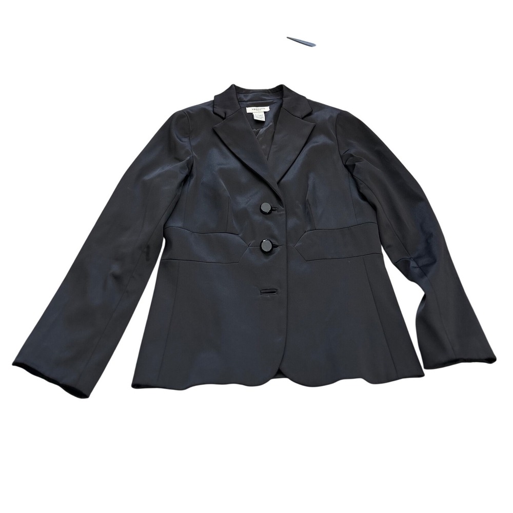 Vertigo Paris Black Sateen Blazer Jacket Two Button Seam Detail Size 2